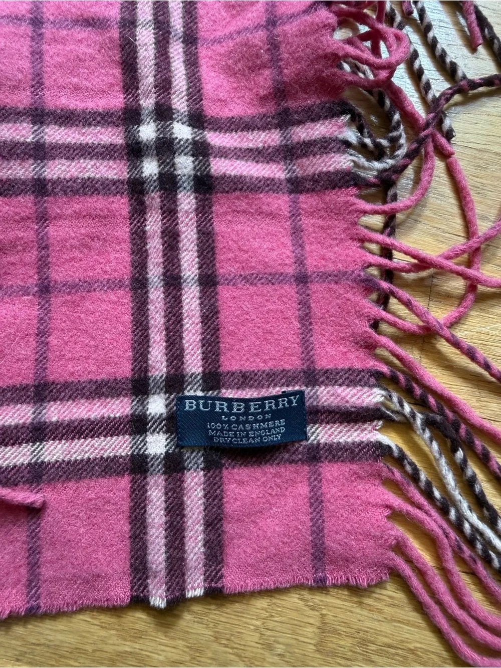 Burberry Cashmere Pink Plaid Scarf
